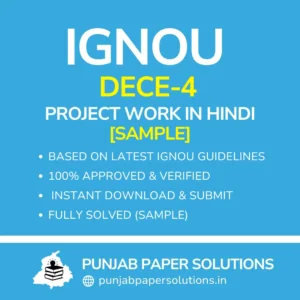 IGNOU DECE-4 Project Work Sample