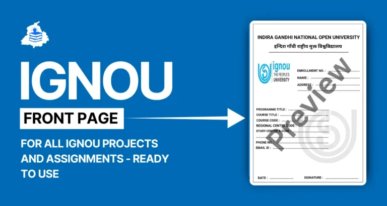 IGNOU Project Front Page PDF